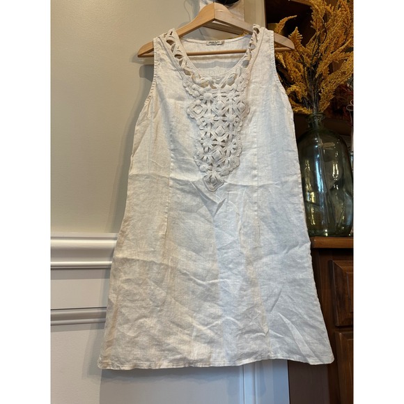 Alessia Pacini Italian 100% Linen Dress Women's XS Made in Italy Crochet Trim - Picture 8 of 12